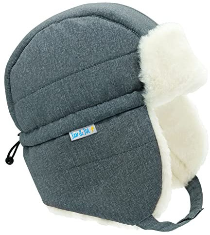 Jan & Jul Toasty-Dry vindtät trapper vintermössa för pojkar flickor, Grå ljung, 5-12 Jahre