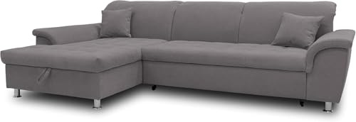 DOMO. collection Sofá esquinero Franzi, sofá Cama con función de Descanso, somier y Respaldo, sofá esquinero en Forma de L, sofá esquinero, sofá Cama de 279 x 170 x 81 cm, Color Gris Oscuro