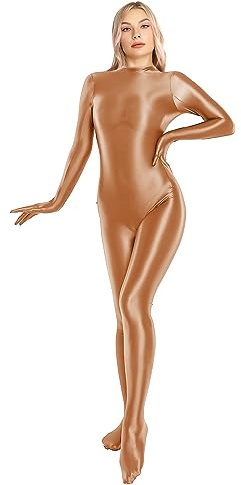 SOFSOT Body completo brillante 130D para mujer, traje de baño de una pieza con cremallera trasera brillante