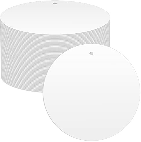 NGOSUET 50 stycken 10 cm akrylskivor rund med hål, plexiglas rund klar akrylplatta, akrylskiva transparent, akrylskiva för bildramar, gör-det-själv-målning