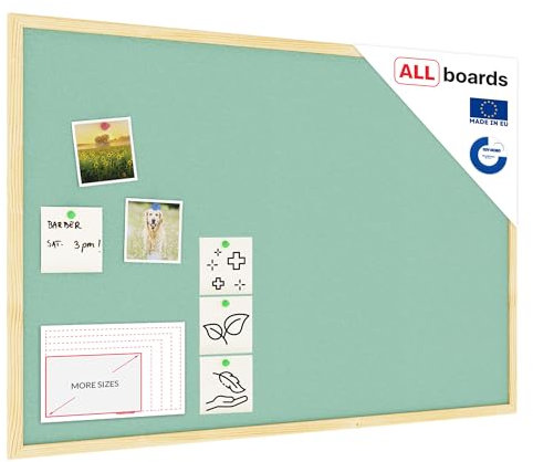 ALLboards Mint Pinnwand mit Holzrahmen 90x60cm Mint Korktafel Korkwand Pinnwand Kork