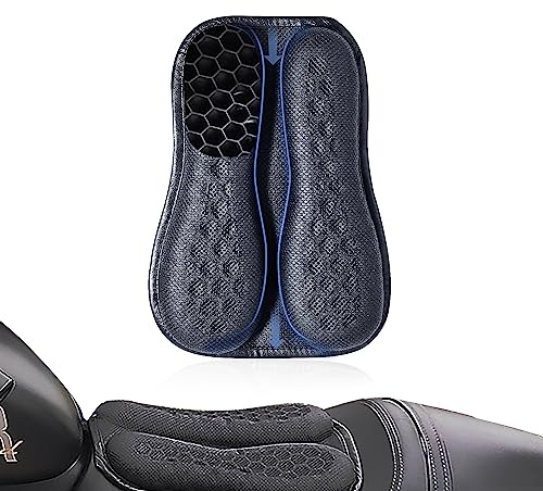 CHCYCLE Vikbar passagerare motorcykel sittdyna, hög elastisk gel 3D vaxkaka bekväm andningsbar stötdämpning för lång åktur sätesskydd, En storlek, UMSC-002, Svart
