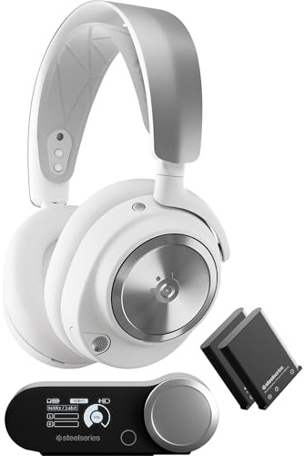 SteelSeries Arctis Nova Pro Wireless PS White Gaming Headset, Lightweight, Enclosed High-Resolution ANC Hi-Fi Sound, 61526