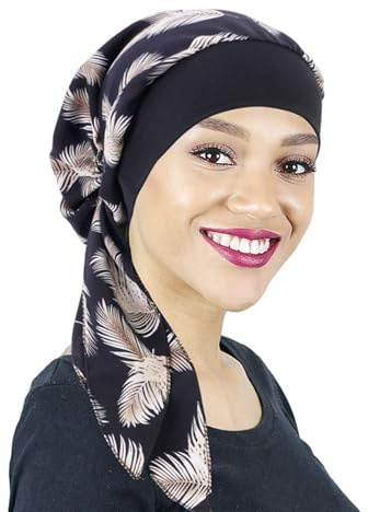 PAULOF PENG Foulard d'été pour femme avec élasticité confortable, couvre-chef pour perte de cheveux liée à la chimio, foulards pour femmes / patiente atteinte de cancer avec imprimé de chapeau de