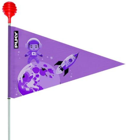 PUKY SW3 Sicherheitswimpel für Kinderfahrräder | Faltbare Fahrradflagge mit rotem Safety-Prallschutz & buntem Fähnchen | Hohe Sichtbarkeit im Straßenverkehr | lila