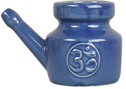 Kopinma Neti Pot - Brocca per lavaggio nasale e nasale, Neti Lota, 350 ml, per sciacquone nasale, in ceramica, per la sinusite, colore: Blu