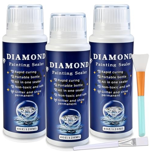 Cieex Diamond Art Sealer with Applicable Sponge Head Diamond Painting Accessories for Fixing and Diamonds Shine Permanently Jigsaw Glue Alternative (3 Bottles)