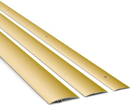 DQ-PP Profilé de transition en aluminium, doré, 50 mm, 93 cm, encastré, pour revêtement de sol, stratifié, vinyle, protection contre le vent, 0,93 m