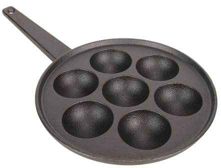 7 Holes Takoyaki Maker, Cast Iron Takoyaki Pan Nonstick Aebleskiver Pan Half Sphere Appe Maker with Handle for Restaurant Kitchen Use