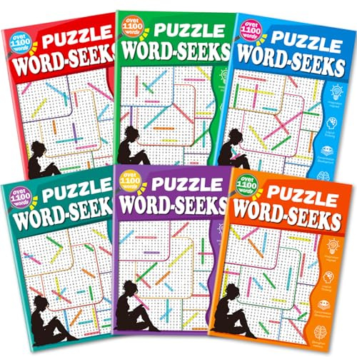 Aannanl 6600+ Word Search Puzzle Books for Adults Seniors Large Print,Set of 6 Word Find Books,Activity Book for Adults