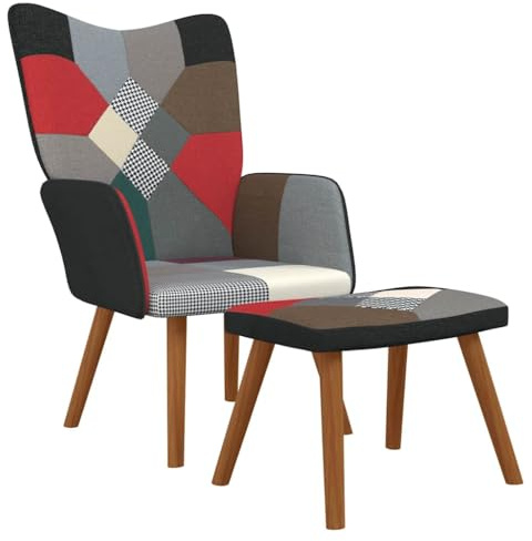 Générique Chaise de Relaxation avec Repose-Pied Patchwork Tissu, Meubles, Fauteuils et chaises, Fauteuils, Multicolore, (Poids 11.15KG)