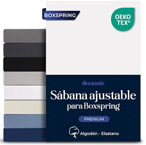 Dreamzie - Sabanas 180x200 cm Algodon Elastica Confort Premium - Altura 40 cm para Colchones Gruesos o Boxspring - Certificado Oeko-Tex - Blanco