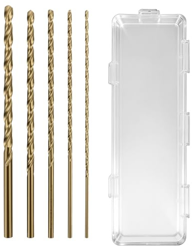 5 Piezas Brocas Largas 150mm, Diámetro 2.5mm 3mm 4mm 5mm 6mm, Brocas para Metal, HSS Cobalto, Para Metal Duro, Acero Inoxidable, Hierro Fundido, Cobre, Aluminio, PVC, Plástico, Madera