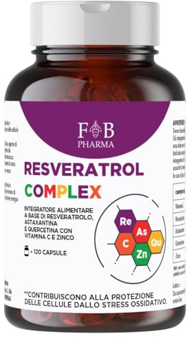 RESVERATROL COMPLEX — Integratore con Resveratrolo + Astaxantina + Quercetina + Vitamina C + Zinco | Benessere Cellulare e Protezione Cellulare | 120 Capsule