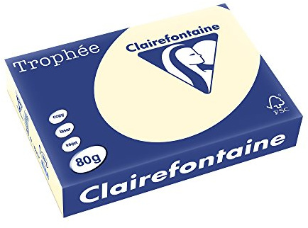 Clairefontaine 1871C – Ries skrivarpapper/kopieringspapper, troféer, intensiva färger, DIN A4, 80 g, 500 ark, elfenben, 1 Ries