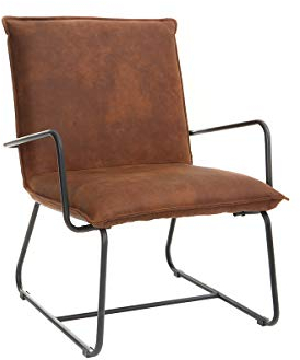 Miliboo Fauteuil Vintage Marron et métal Noir Mercy