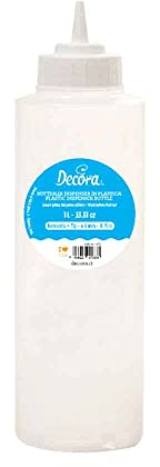 DECORA, 0379189 Bouteille distributeur avec bec de 4 millimètres, Idéale pour décorer des gâteaux avec des glaçages, du chocolat ou des sauces liquides, 1 L.