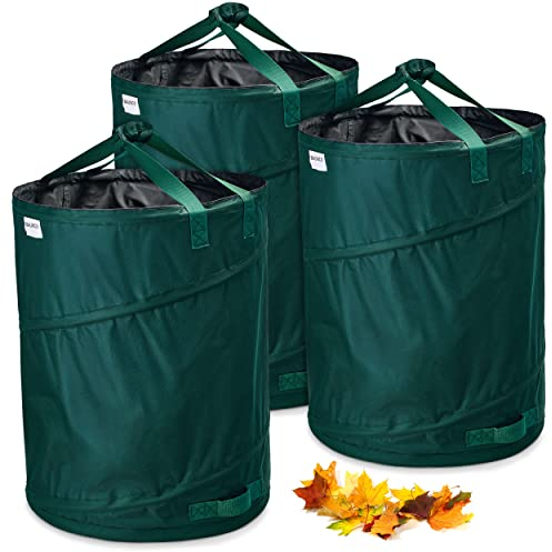 Balinco – Gartenabfallsack Pop-Up 3x170 L – Gartensack Laubsack grün selbstaufstellend & stabil – Grünschnittsack faltbar aus robustem Polyester 220 g/m² – Für Gartenabfälle, Unkraut & Rasenschnitt
