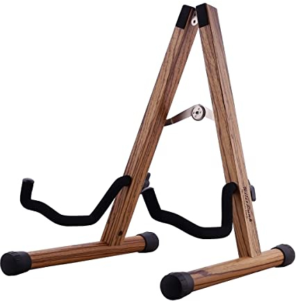 HilerPunk Gitarrenständer,A-Frame faltbar, einfache Montage und tragbar,für klassischegitarre Akustikgitarre solide Halterung,langlebig (Zebra Wood)