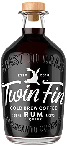 Twin Fin Cold Brew Coffee Rum Liqueur | Cornish Roasted Coffee & Caribbean Rum | Fresh Espresso, Rich Vanilla & Chocolate Notes | Espresso Martini, White Russian | 22% vol | 70cl