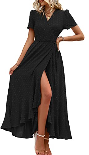 PRETTYGARDEN Women's Boho Floral Summer Maxi Dresses, Z_Black,M