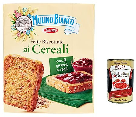 6x Mulino Bianco Fette biscottate ai cereali 315g Getreide Zwieback Kekse + Italian Gourmet polpa 400g