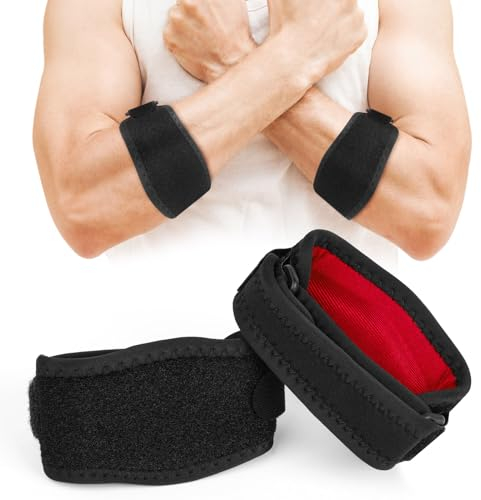 ACWOO Ellenbogenbandage, 2 Stück Tennisarm bandage, Ellbogen Bandage, Bandage Ellenbogen für Tennisarm, Golferellenbogen Sport, Fitness (Rot)