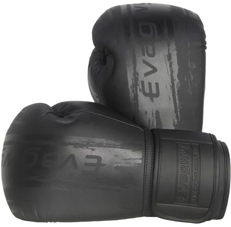 EVAGWY Boxing Gloves for Men and Women，Pro Training Sparring，Suitable for Boxing Kickboxing MMA Fighting，Adult Heavy Punching Bag Gloves，Workout Gloves for Boxing，Muay Thai (Black, 12OZ)