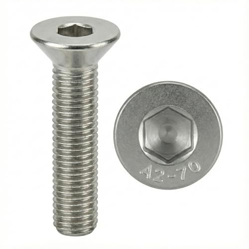PRORAJE Skruv M5 x 12 mm rostfritt stål A2 försänkt huvud FHC Ø 5 x 12 mm, set med 50 st | Rostfritt stål A2-70 (V2A/304), DIN 7991, BTR, total gänga, ingen 0,8 mm, M5 x 12 mm, 5 x 12 mm, M5 x 12,5 x 12 mm