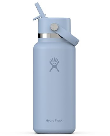 HYDRO FLASK - Wide Mouth Trinkflasche 946ml (32 oz) mit Strohdeckel - Vakuumisolierte, Wiederverwendbare Flasche aus Edelstahl - Auslaufsicherer Deckel - Surf