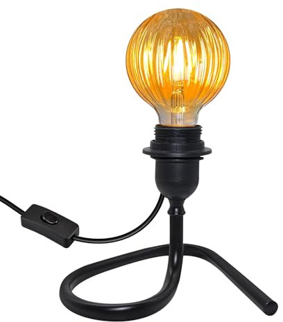 LQUNFYL Lampada da Tavolo, 240CM Cavo, Nero Metallo Portalampada E27 con Interruttore, Lampada da Scrivania, Lampada da Comodino, Supporto Triangolare Stabile, Stile Minimalista, Può DIY Paralume