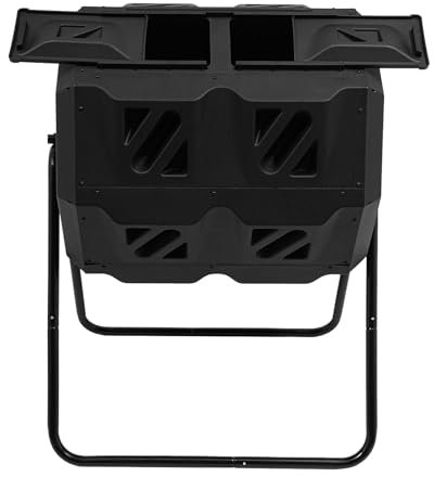 Composteur oscillant à double chambre rotative 160 l - Avec deux compartiments - Noir - Pour compostage de jardin