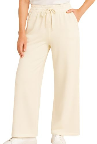 Spyder Damenhose mit weitem Bein, gemütlich, Harmony, weich, Scuba, Doppelstrick, lässige Sweathose mit Kordelzug am Bund (Größen: S-XL), Perle (Pearl), X-Groß