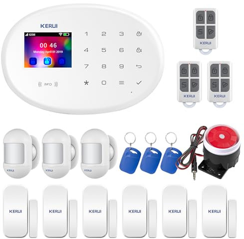 KERUI WiFi Alarmas para Casa Inalámbrico Ring Alarm, 4G Sistema de Alarma Doméstica Antirrobo con Detector de Movimiento, Alarma Puerta, Alerta App, Funciona con Alexa y Google Assistant