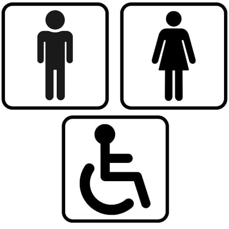 Kit 3 Cartelli Toilette Adesive 10x10 cm - Targhette Uomo Donna Disabili - Cartelli Bagno WC per Porte e Pareti - Segnaletica Adesiva Interno Esterno - Adesivo WC Toeletta Accessibile