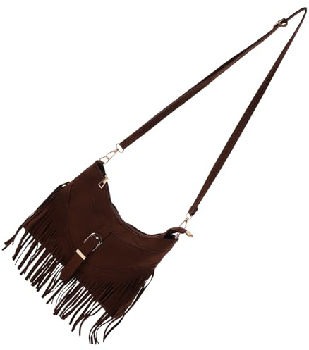 JEWEDECO Bolso de Gamuza para Mujer Flecos Estilo Bohemio Vintage, Práctico y Versátil para Uso Diario y Vacaciones Diseño Étnico y Bandolera