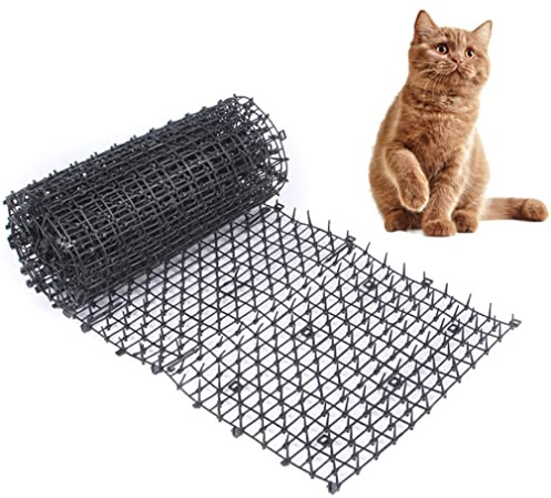 Obelunrp Kattavskräckande matta trädgård katt stoppare avstötande matta platt stickband hund grävning avskräckande för inomhus och utomhus svart M, Decoraciones al aire libre
