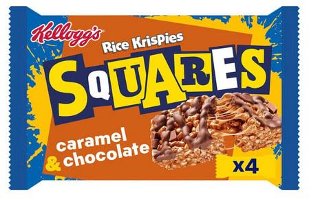 Kellogg's Rice Krispies Squares Chocolate Caramel Snack Bars Box, 4 x 36g