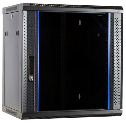 12 HE serverskåp, vägghölje, med glasdörr, inte förmonterat (B x D x H) 600 x 450 x 634 mm