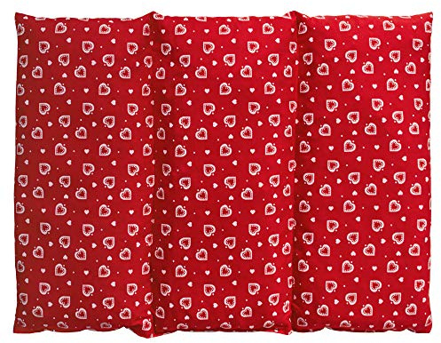 Coussin aux noyaux de cerises - Taille 40x30-3 compartiments - Rouge avec des coeurs - Coussin thermique - Coussin aux graines - Compresse froide -