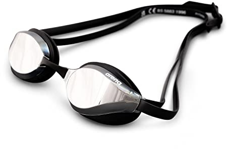 ARENA Unisex Training Wettkampf Schwimmbrille Python Mirror (Verspiegelt, UV-Schutz, Anti-Fog Beschichtung), Silver-Black (55), One Size