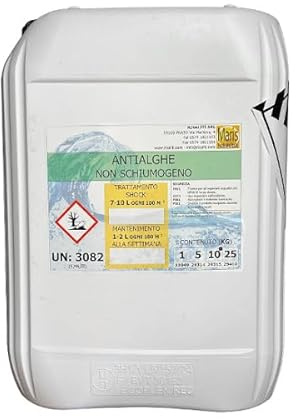 Alghicida non schiumogeno Maris trattamento Antialga battericida per piscine in tanica da kg 10 (10 ml/mc)