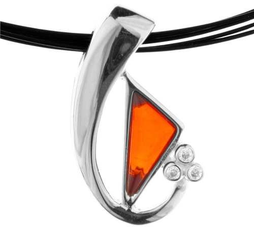 Collier mit Bernstein und Zikonia auf Nylonband