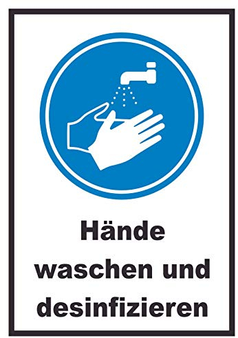 HB-Druck Hände waschen und desinfizieren Schild A6 Rückseite selbstklebend