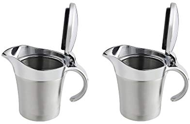 Inzopo non-brand Set of 2 Thermal Sauce Boats with Handle Double Walled Stainless Steel 450 ml Silver