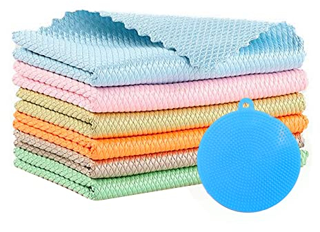 Chiffon Nettoyant,Magique Chiffons de Nettoyage en Microfibres,Chiffon de Nettoyage spécial d'écailles de Poisson,Chiffon à Vaisselle,Chiffon de Nettoyage pour Le ménage,Torchons de Cuisine