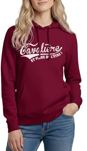 Spreadshirt Sweat À Capuche Femme Équitation Cheval Equipement, Vêtement Cavalière Et Fière De l'Être, Cadeau Équitation Sweat Cheval, M, Bordeaux