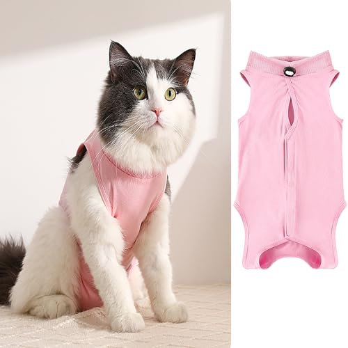 WDEC L 5-7kg Katzenbody Nach Op Anti-leckende für Katze Body Operation Haut-Krankheit Recovery Body Katze Kleidung Nach Kastration E-Halsband Alternative für Katzen Hunde, Katzenbekleidung (rosa)