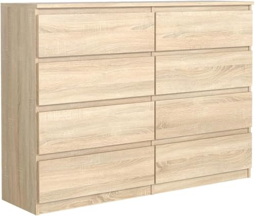 MebLocker Cassettiera con 8 Cassetti - Settimino 120x101x39 cm - Cassettiera Salvaspazio per la Camera da Letto e Soggiorno - Armadio con Cassetti dal Design Moderno - ‎Rovere Sonoma