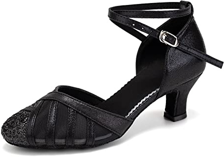TINRYMX Zapatos de Baile Latino Mujer Punta Cerrada Tango Baile de salón Salsa Bachata Zapatos de Baile,38EU